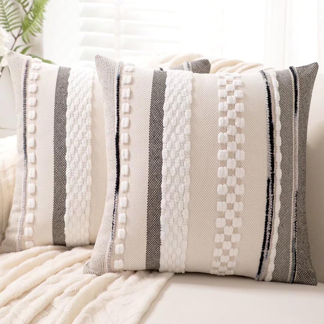 Boho Throw Pillow Covers Decorative Neutral Farmhouse Pillow case