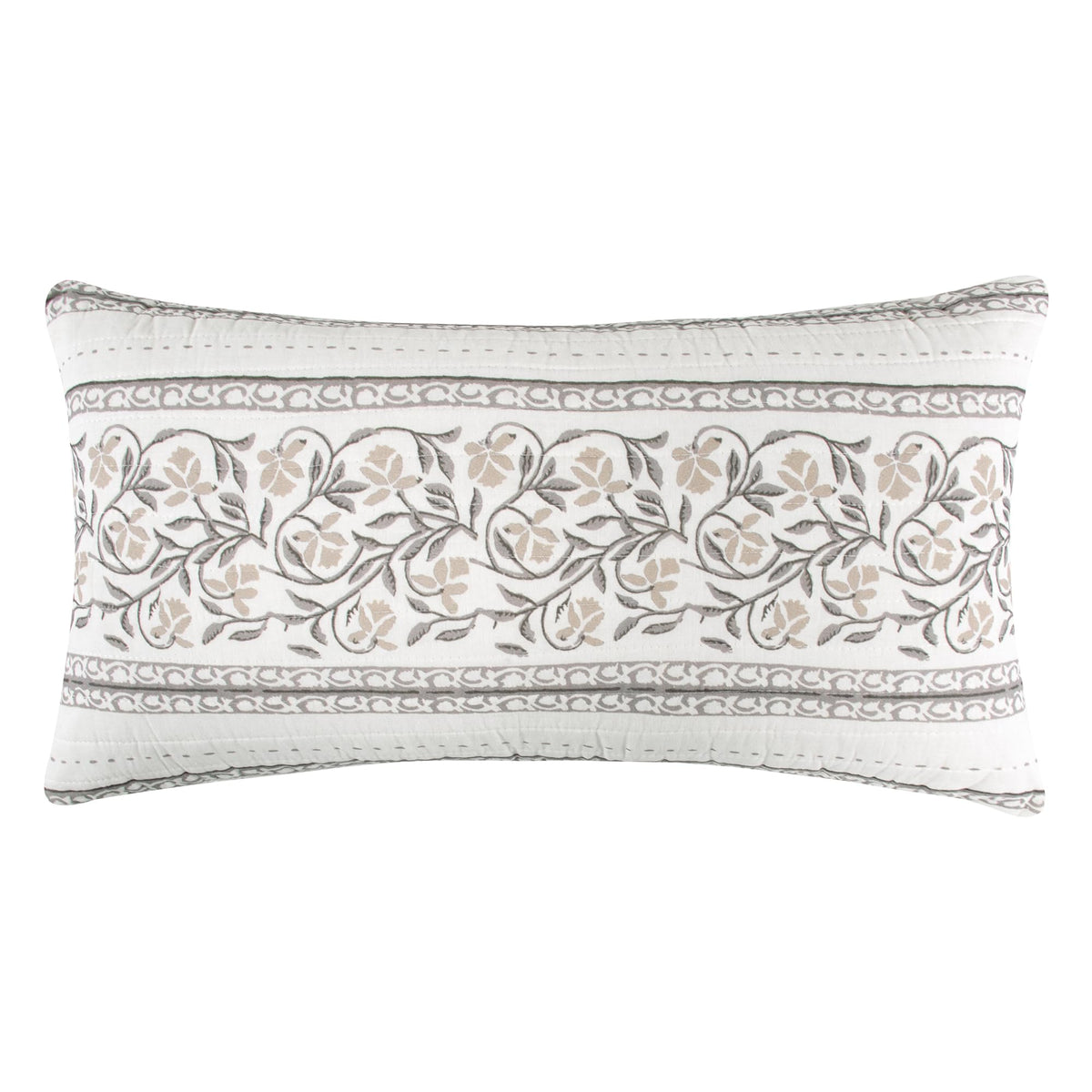 Levtex Home - Adare Taupe - Decorative Pillow (18x18in.) - Floral - Taupe, Grey and Cream