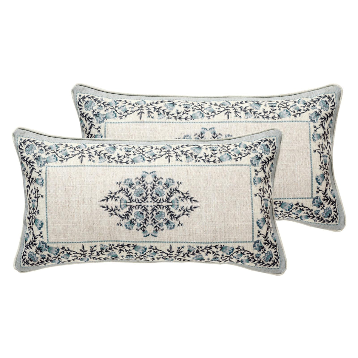 ISAENNE Vintage Elegant Linen Square Throw Pillow Cover,18"x18"-Albano A