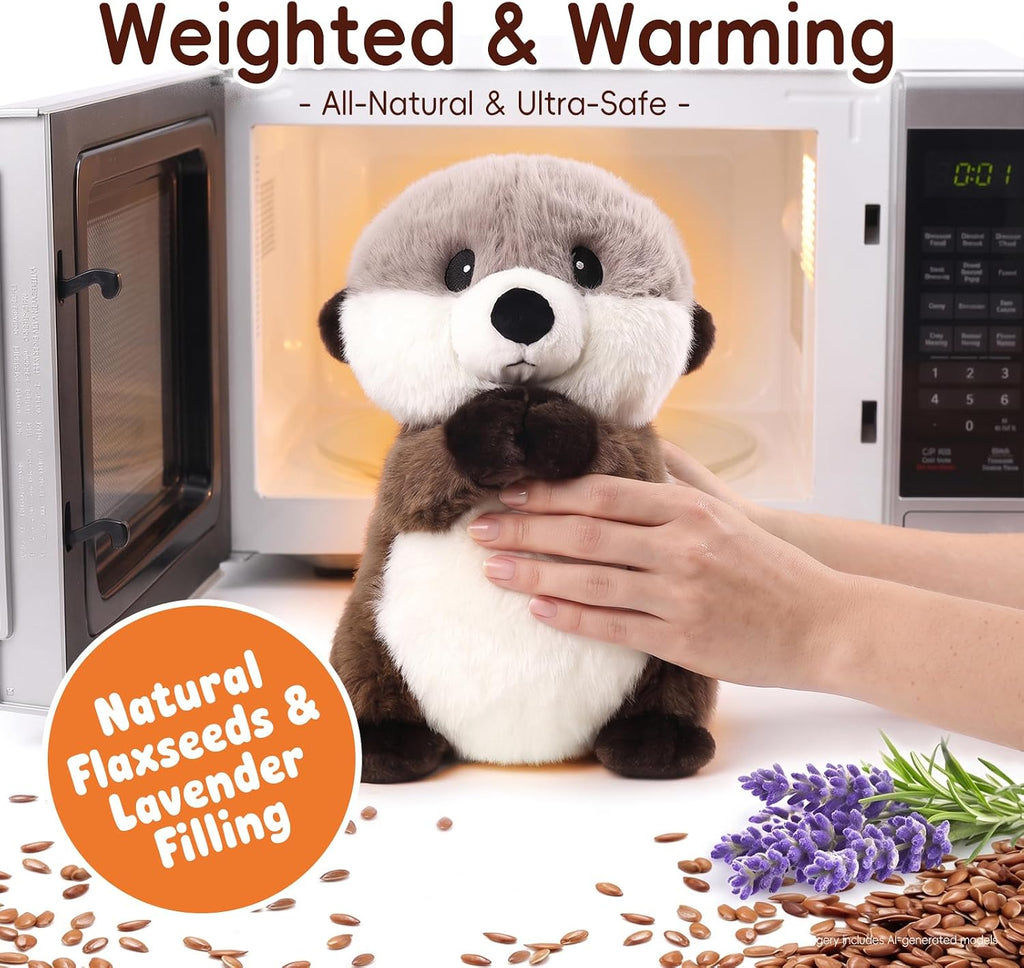 Sea Otter Stuffed Animal, Soft Cozy Toy Microwavable Plush, 11.8in, 1.8lbs