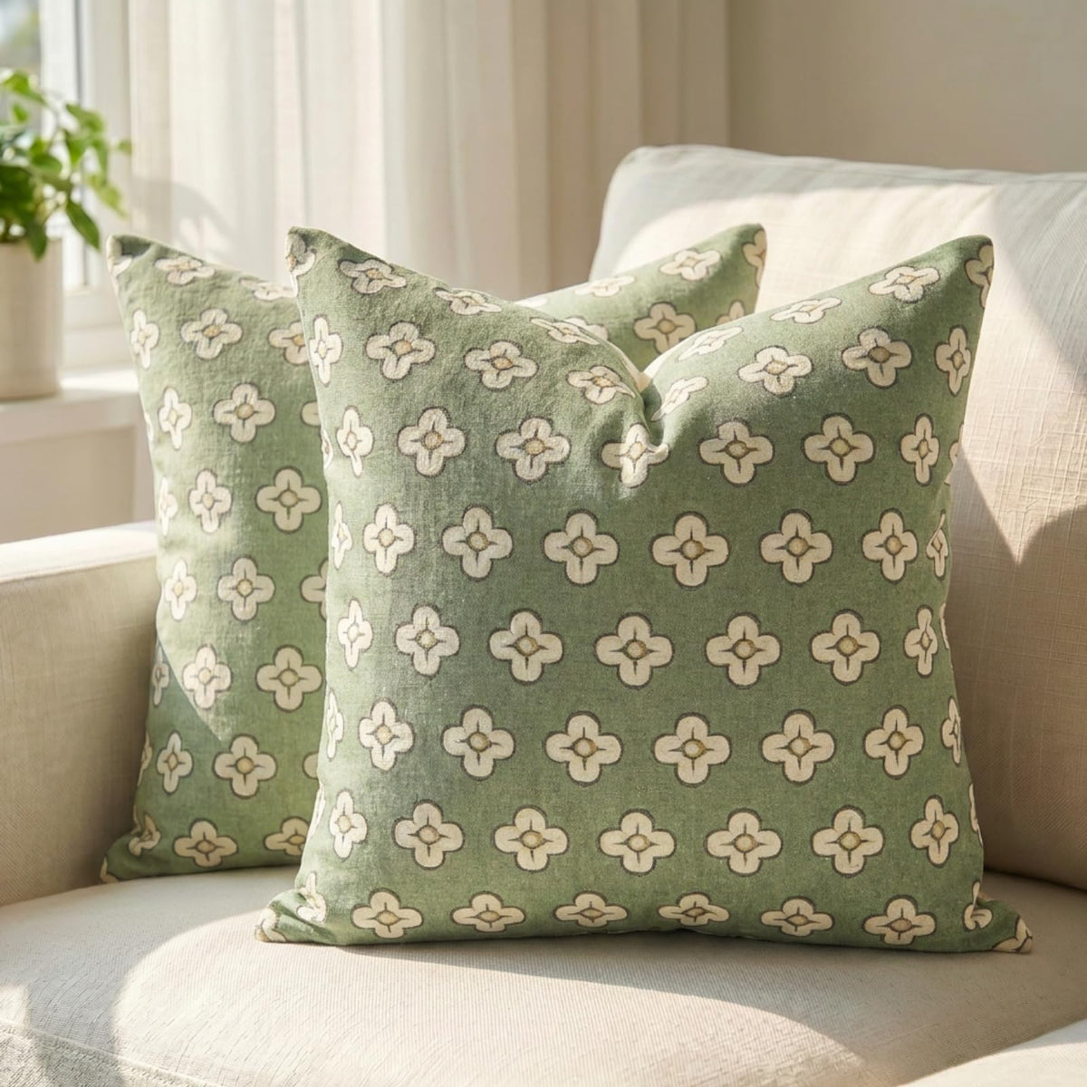 GEEORY Quatrefoil Taupe Throw Pillow Covers 2 Pack, 18x18 Farmhouse Decor