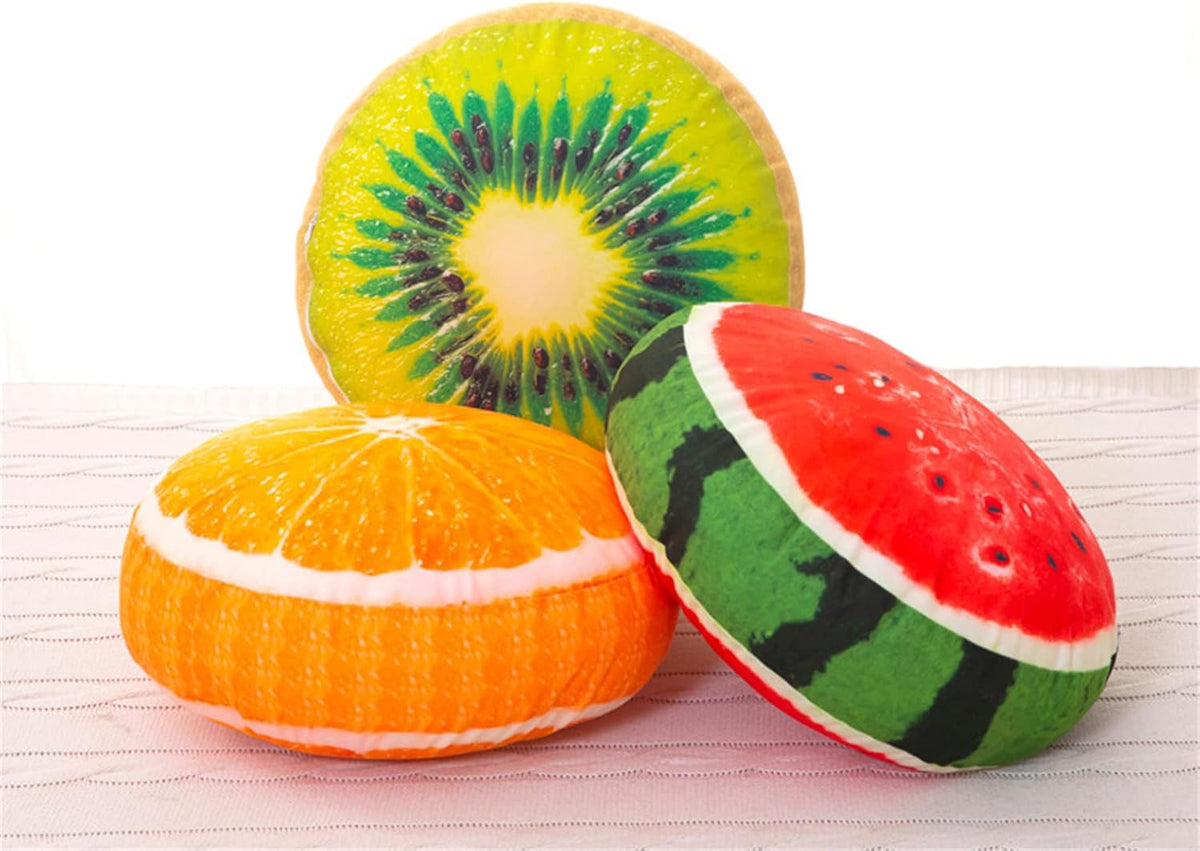 Fruit Pillow Creative Home Sofa Tatami Pillow Watermelon Futon Shaped Round Cushion Pillow(Green Lemon,35cm)
