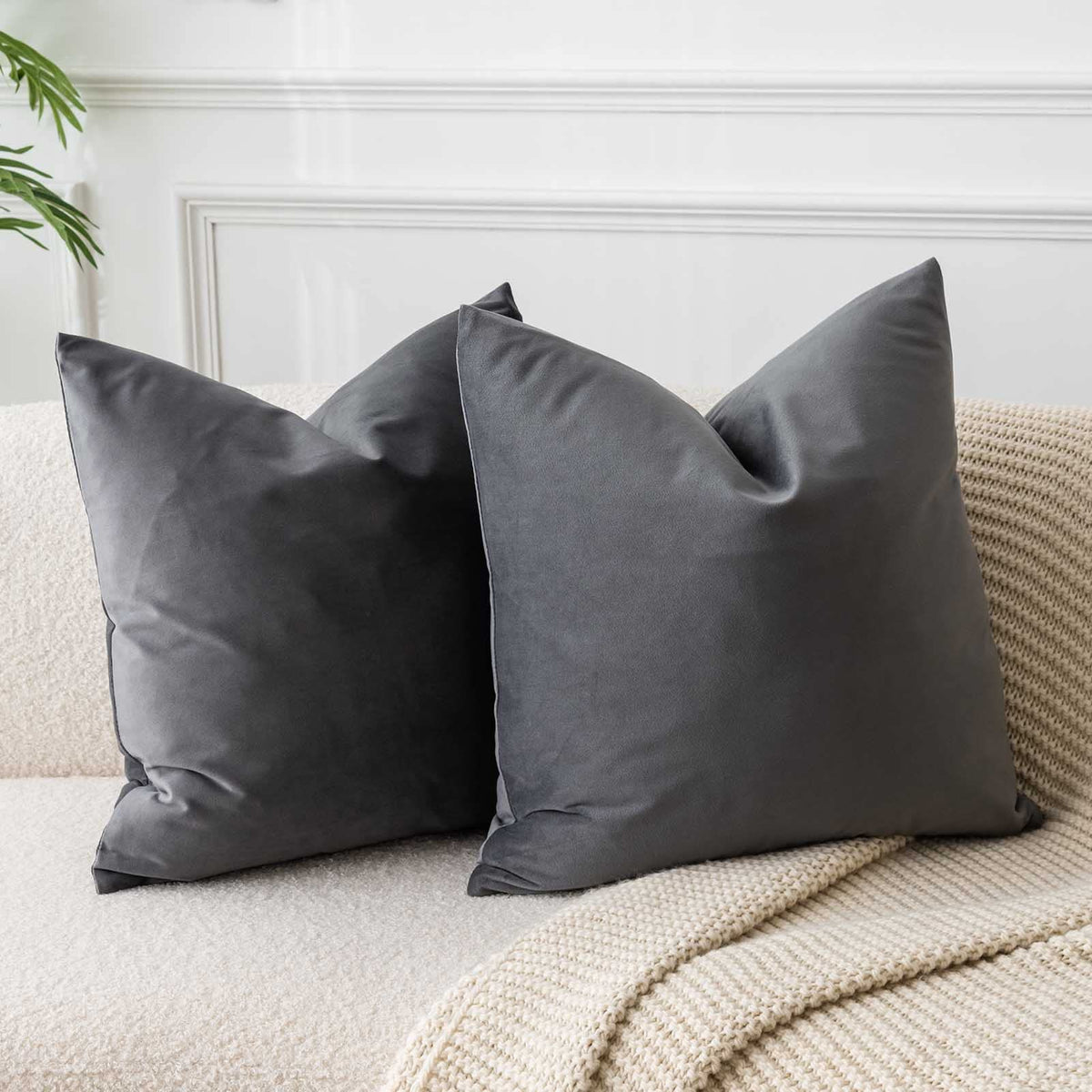 Velvet Throw Pillow Covers 18x18 for Couch Bed Sofa,Eggplant Purple