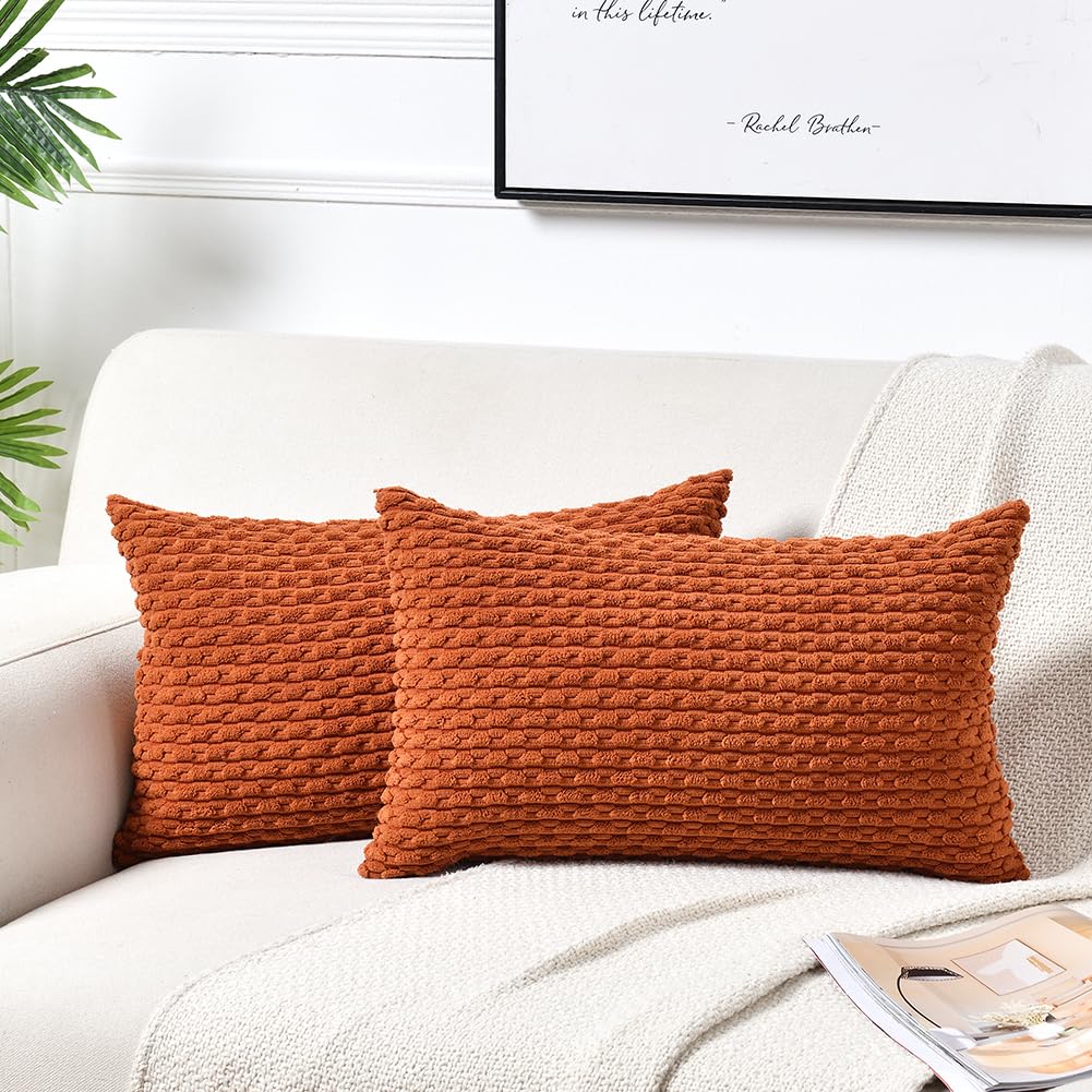 Fancy Homi 2 Packs Blush Pink Decorative Throw Pillow Covers 18x18 Inch for Couch Bed Sofa, Modern Farmhouse Boho Home Decor, Soft Cute Plush Corduroy Cushion Case 45x45 cm
