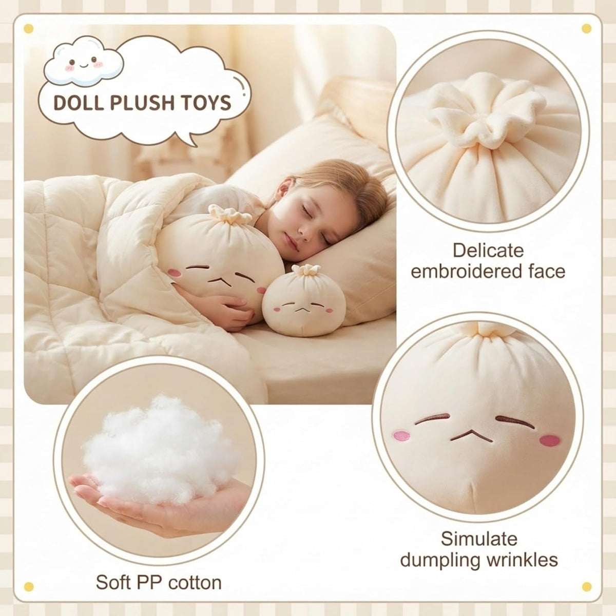Giant Dumpling Plush Pillow（6.3 × 8 in）
