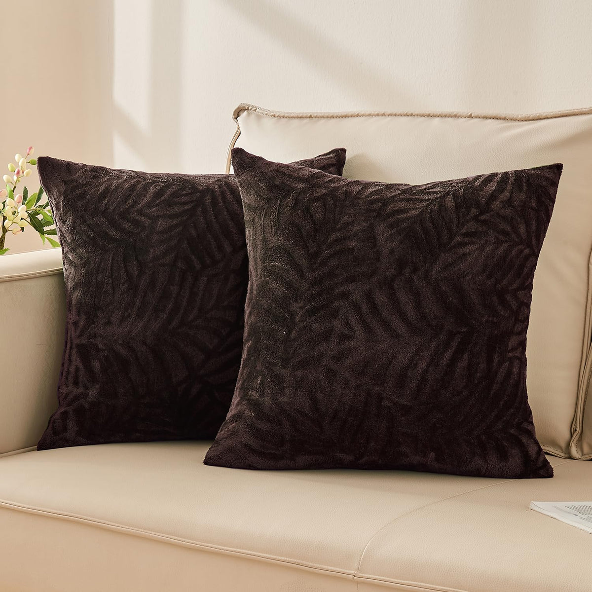 SOCHOW Fall Decorative Throw Pillow Covers 18x18 Inches Set of 2, Caramel