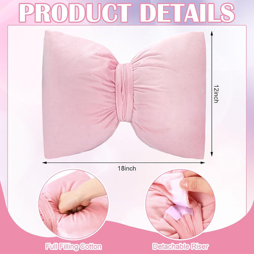 Beeveer Pink 2 Pcs Coquette Bow Pillow Velvet Bow Decor