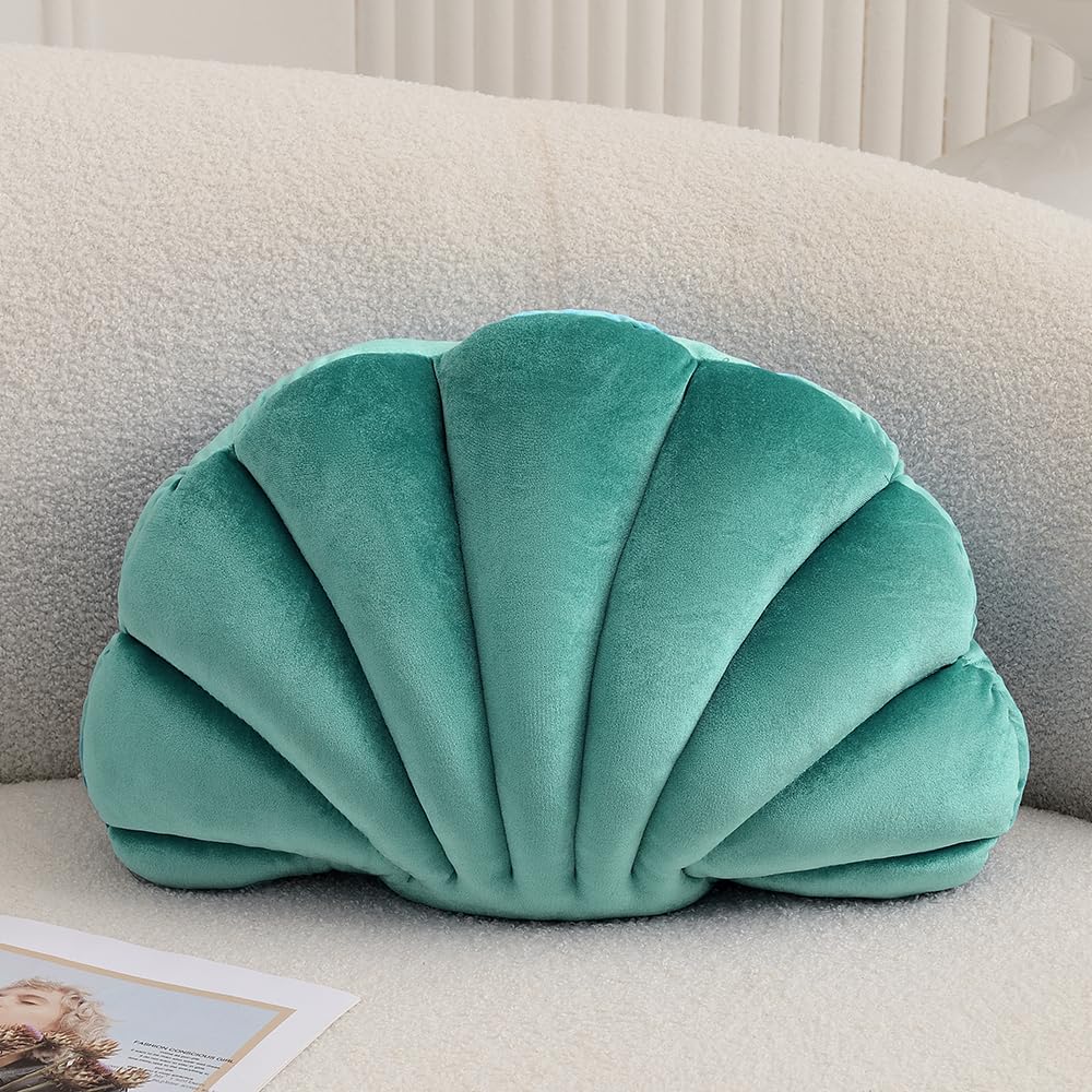 XIAIJIA Seashell Throw Pillows, Pink Shell Shaped Pillow, Velvet, 14 Inch