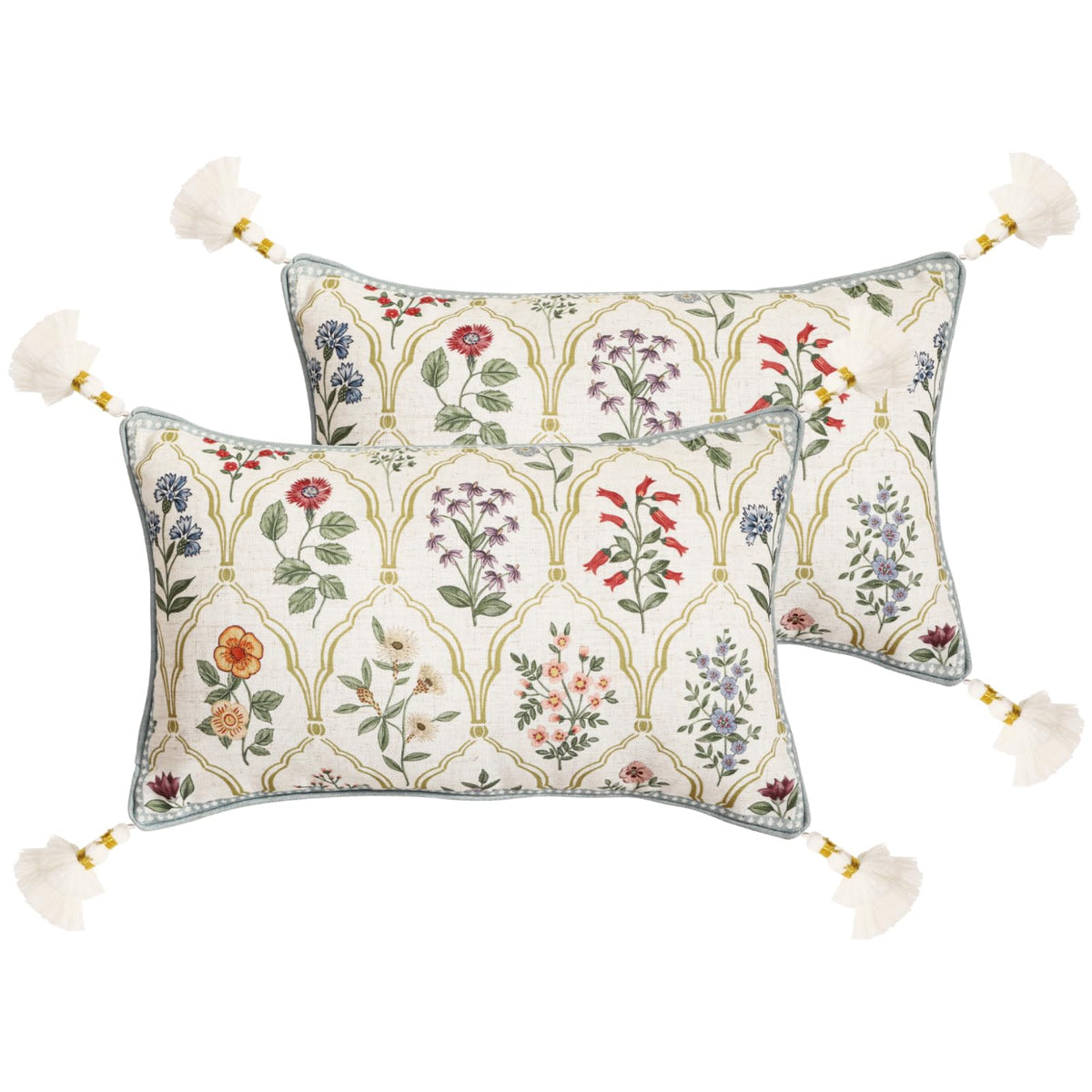 ISAENNE Vintage Elegant Linen Square Throw Pillow Cover,18"x18"-Albano A