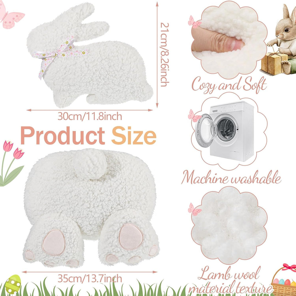 Yuntau 2 Pieces Easter Pillows Bunny Butt Shaped Throw Bunny Stuffed Hugging Cuddly Huggable Rabbit Pillow Decoration for Easter Birthday Bedroom Sofa Couch
