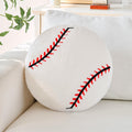 Soccer Pillow,12" Soccer Shaped Pillow Floor Cushion Seating Cushion with Faux Rabbit Fur,Round Soccer Throw Pillow Room Décor for Sofa Couch Living Room (Red)