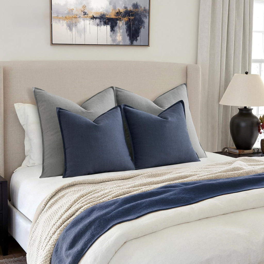 MIULEE Thick Textured Navy Blue Decorative Throw Pillow Covers 18x18 Inch