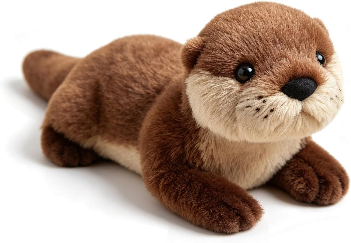 Lying Brown Otter Plush Throw Pillow – Cute Lying Pose, a Soft Cushion & Stylish Decor Stuffed Toy in One.