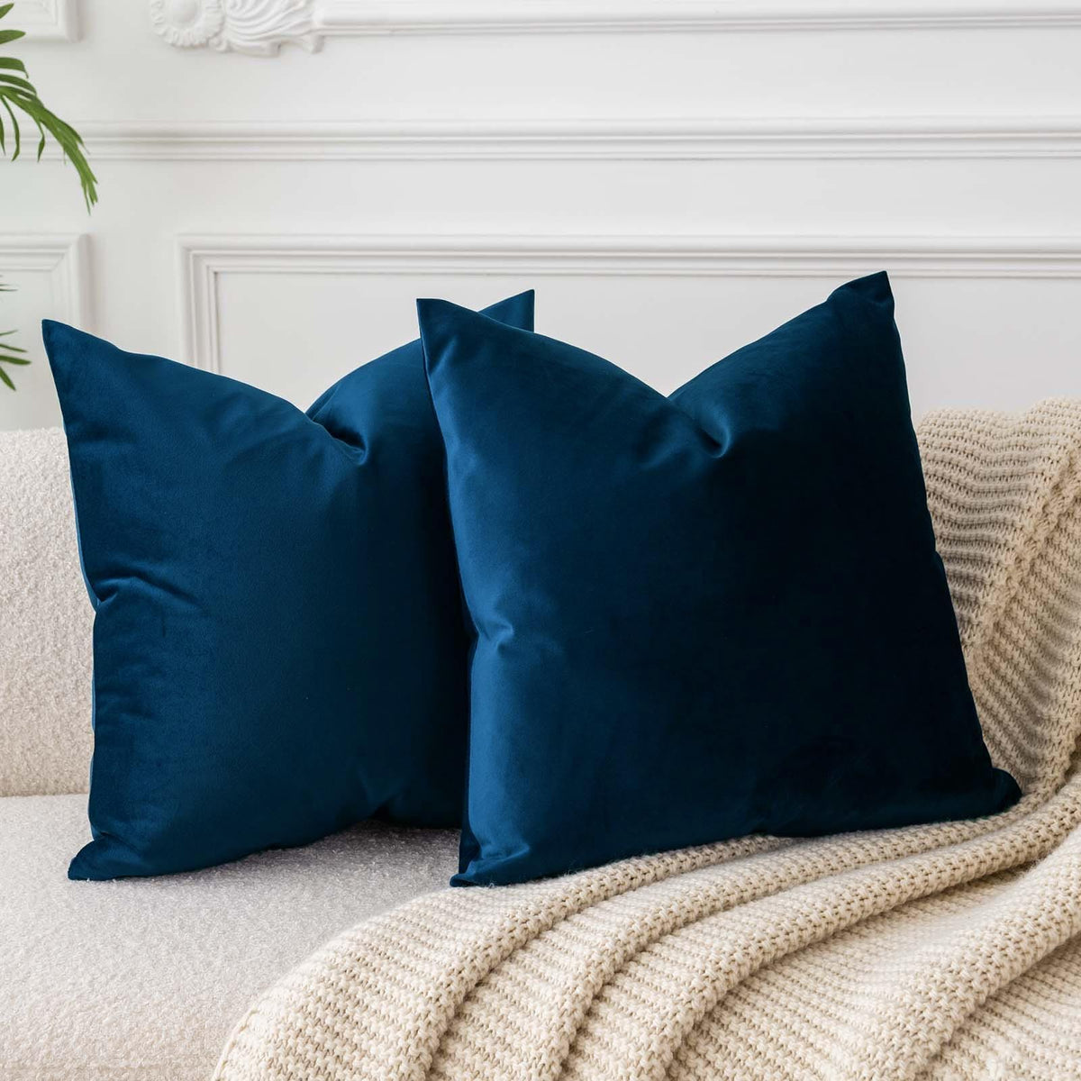 Velvet Throw Pillow Covers 18x18 for Couch Bed Sofa,Eggplant Purple