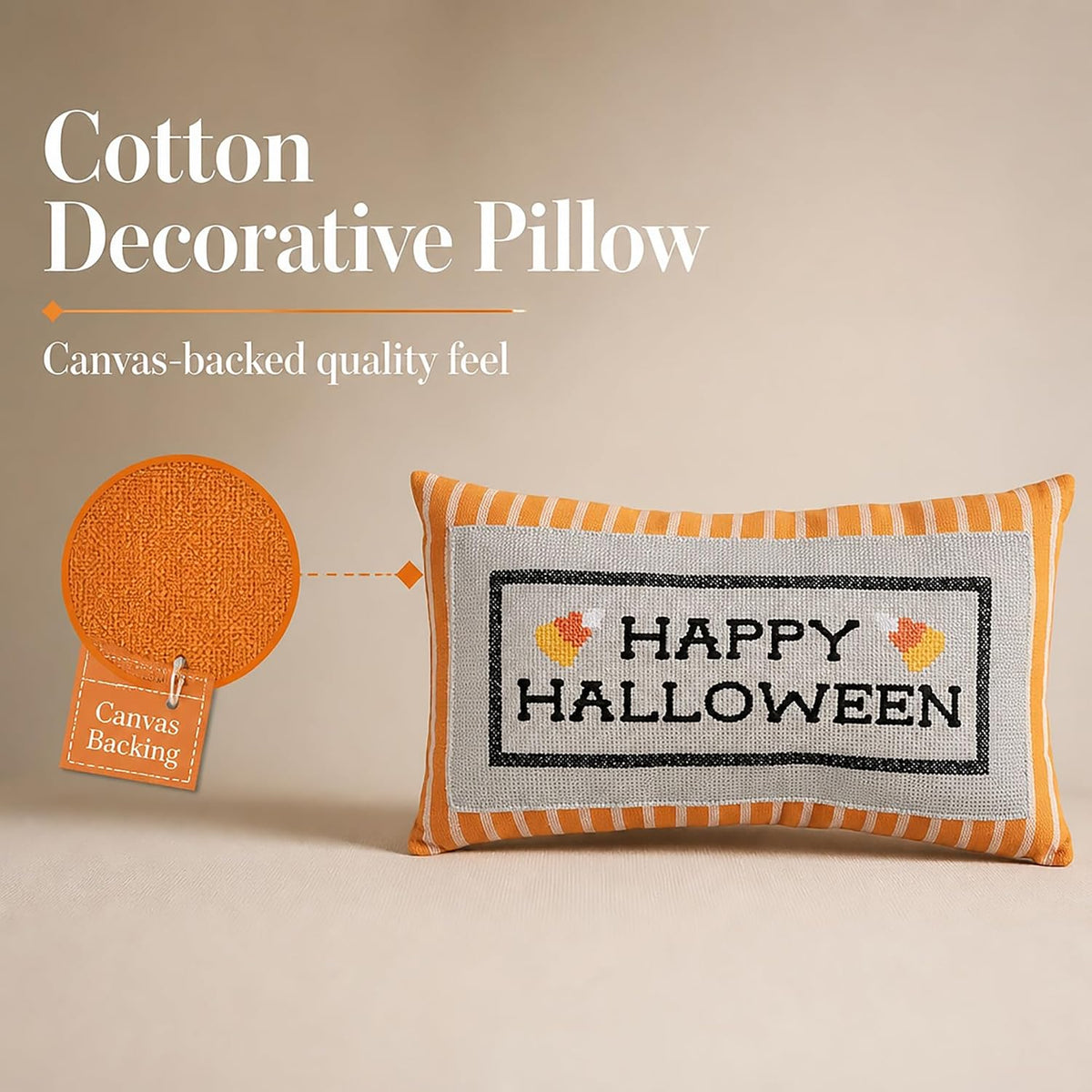 Mud Pie Halloween Pillow, Happy Halloween Embroidered Throw Pillow