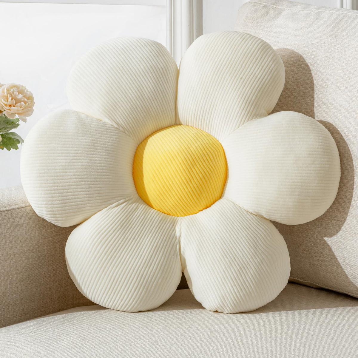 Flower Pillow,15.75" Daisy Pillow Purple Decorative Pillows