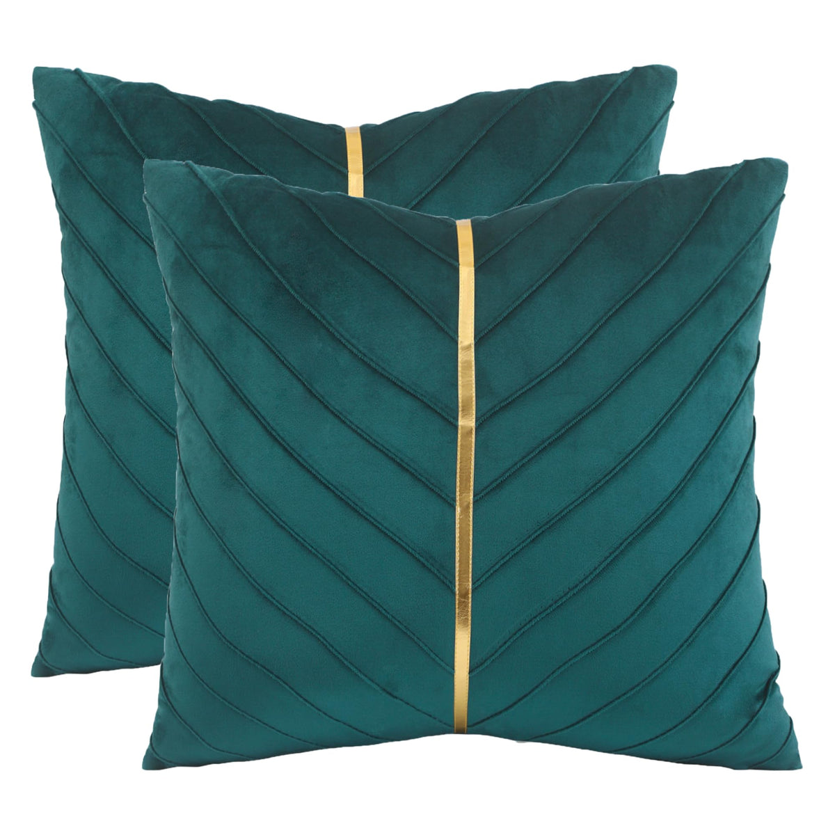 Velvet Throw Pillow Covers 18x18 Pack of 2 Gold Decor Olive Green
