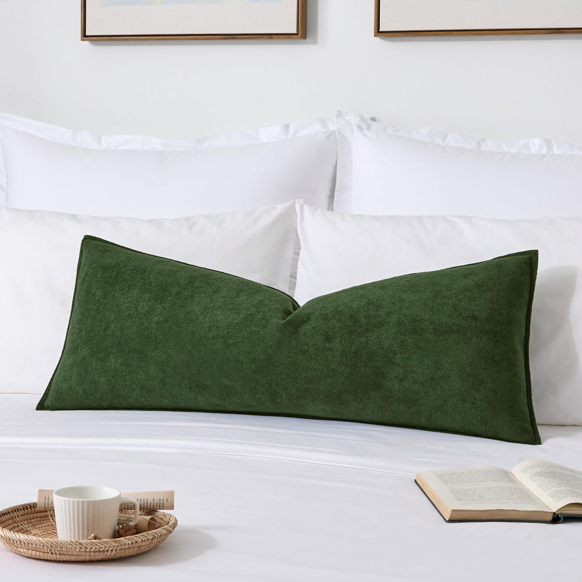 Kevin Textile Soft Waterproof Pillow Covers 20x20 Inch 2 Pack, Moss Green