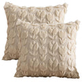 Starella Beige Decorative Pillow Cover 18"x18" Tulip Throw Pillow Cases Plush 2 Pack Cushion Covers for Couch Sofa Chair Home Living Bed Room Decor