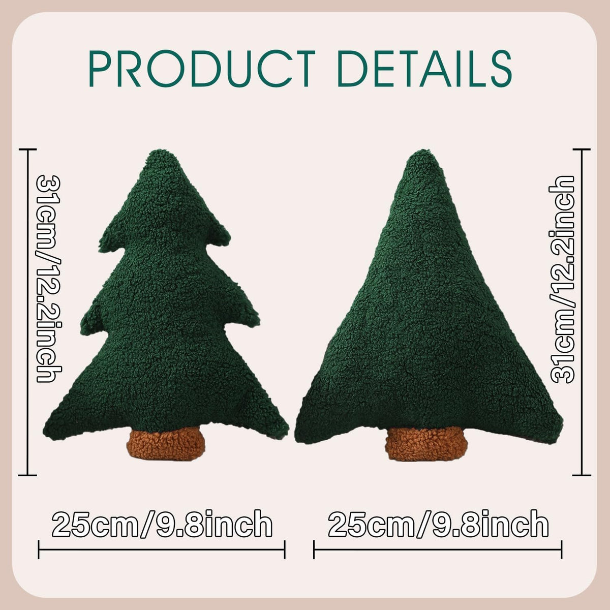 Allorry Christmas Pillows,Christmas Tree Pillow Set of 2 Cute Xmas Tree Shaped Plush Pillow Stuffed Christmas Decor for Party Home Sofa Cushion Bed Decorations(12.2 Inch) WL-006B