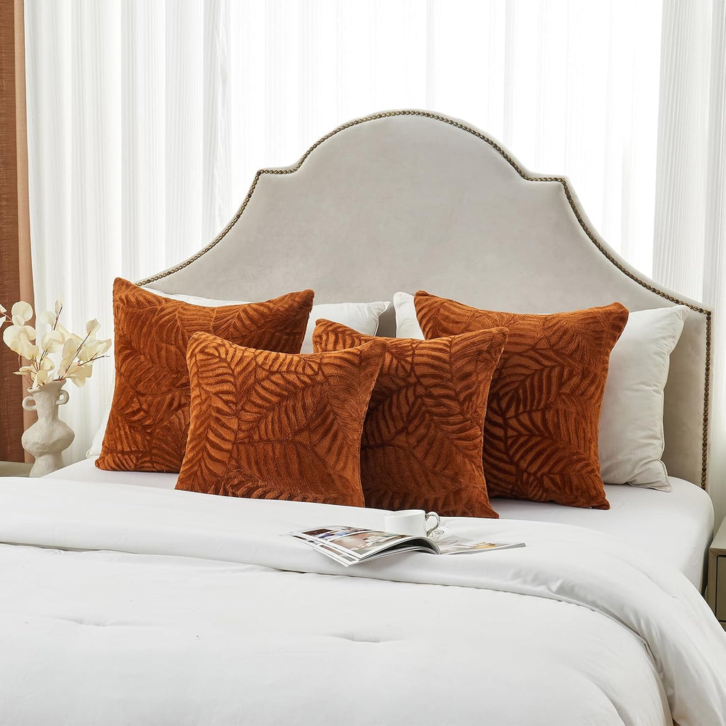 SOCHOW Fall Decorative Throw Pillow Covers 18x18 Inches Set of 2, Caramel