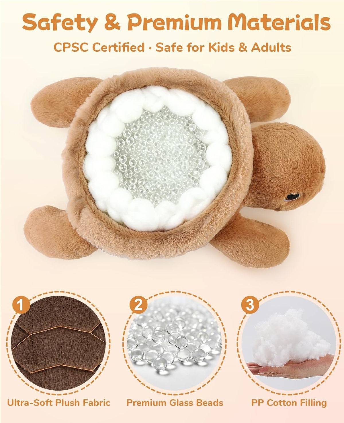 gnomantic Turtle Weighted Stuffed Animals, Plush Pillow for Kids