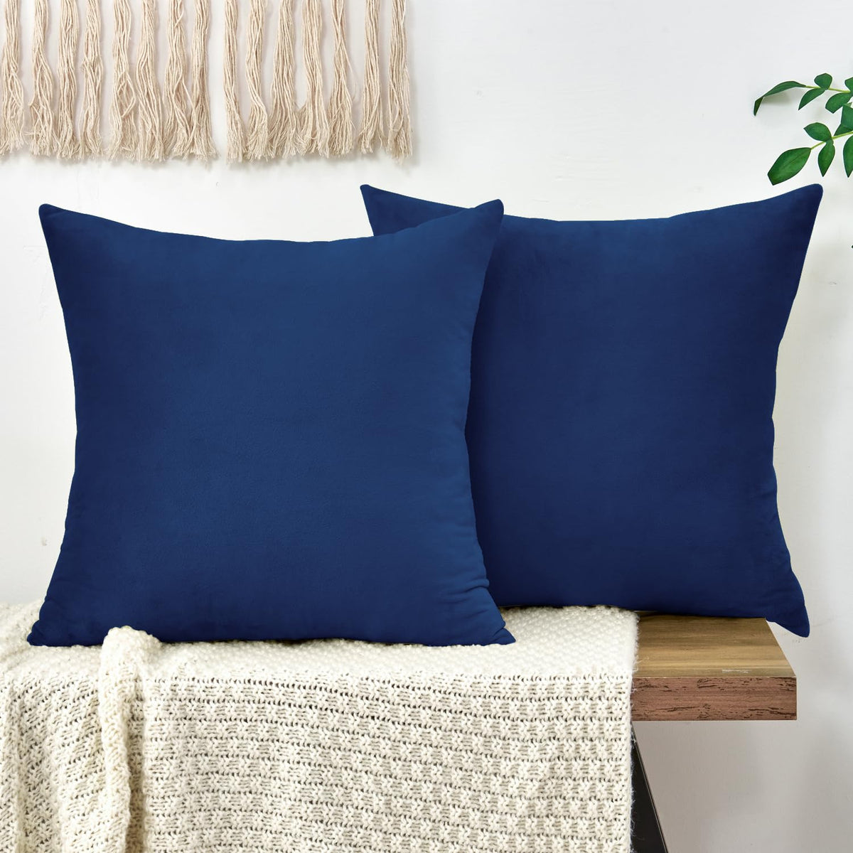 Throw Pillow Covers Rust Set of 2 18x18 Inch Pillow Covers, Soft Velvet Fall Decorative Cases for Couch Sofa Bed, Home Boho Decor, Modern Farmhouse Cushion Covers