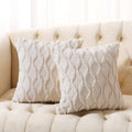 Volcanics Pack of 2 Faux Wool Light Brown Throw Pillow Covers 20x20 Inch
