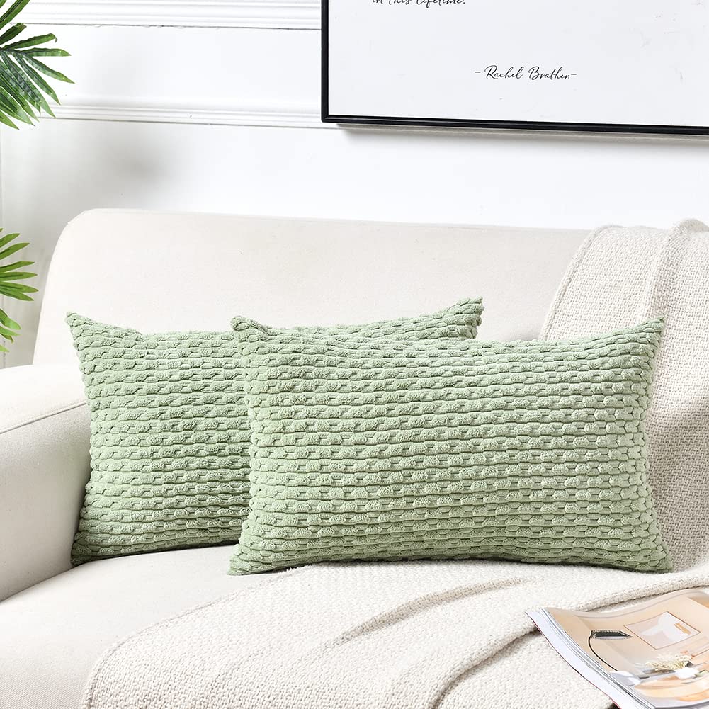 Fancy Homi 2 Packs Blush Pink Decorative Throw Pillow Covers 18x18 Inch for Couch Bed Sofa, Modern Farmhouse Boho Home Decor, Soft Cute Plush Corduroy Cushion Case 45x45 cm