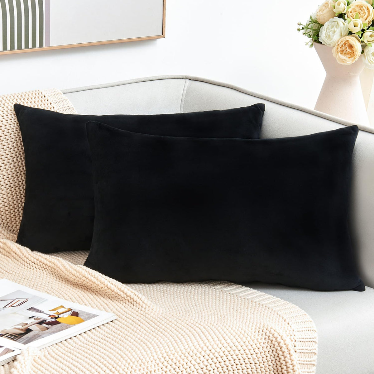 Throw Pillow Covers Rust Set of 2 18x18 Inch Pillow Covers, Soft Velvet Fall Decorative Cases for Couch Sofa Bed, Home Boho Decor, Modern Farmhouse Cushion Covers