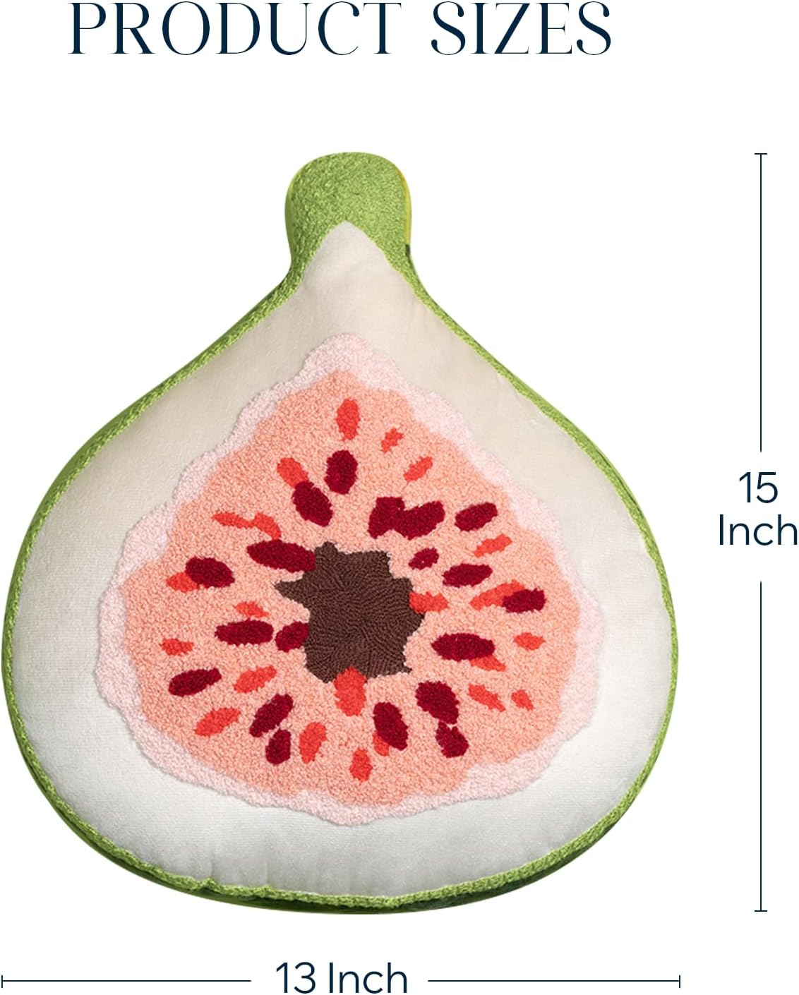 Phantoscope Fruit Shaped Pillow Series - Fig Shaped Throw Pillow, Fun Home Decor of Fruit Themed Cushions, Fall Decorative Pillow for Couch, Bed and Chair, Pink and Green, 15 x13 inches