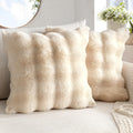 MIULEE Pack of 2 Faux Fur Fluffy Pillow Covers 18x18 Inch, Khaki