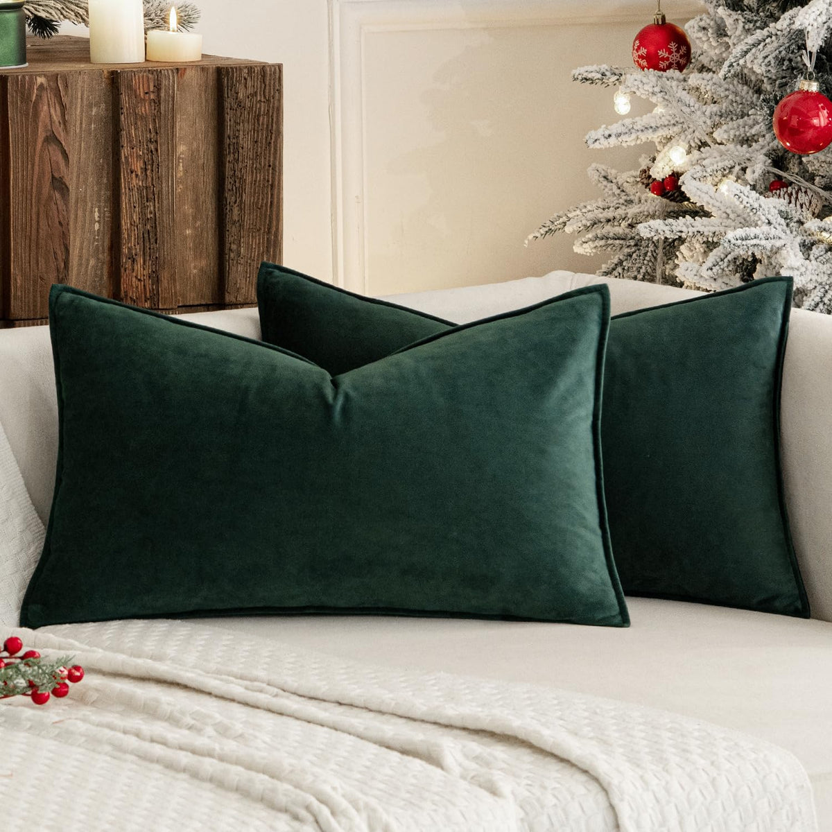 MIULEE Decorative Brown Velvet Throw Pillow Covers for Couch 18x18 Inch