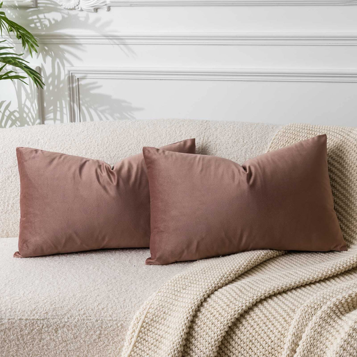 Velvet Throw Pillow Covers 18x18 for Couch Bed Sofa,Eggplant Purple