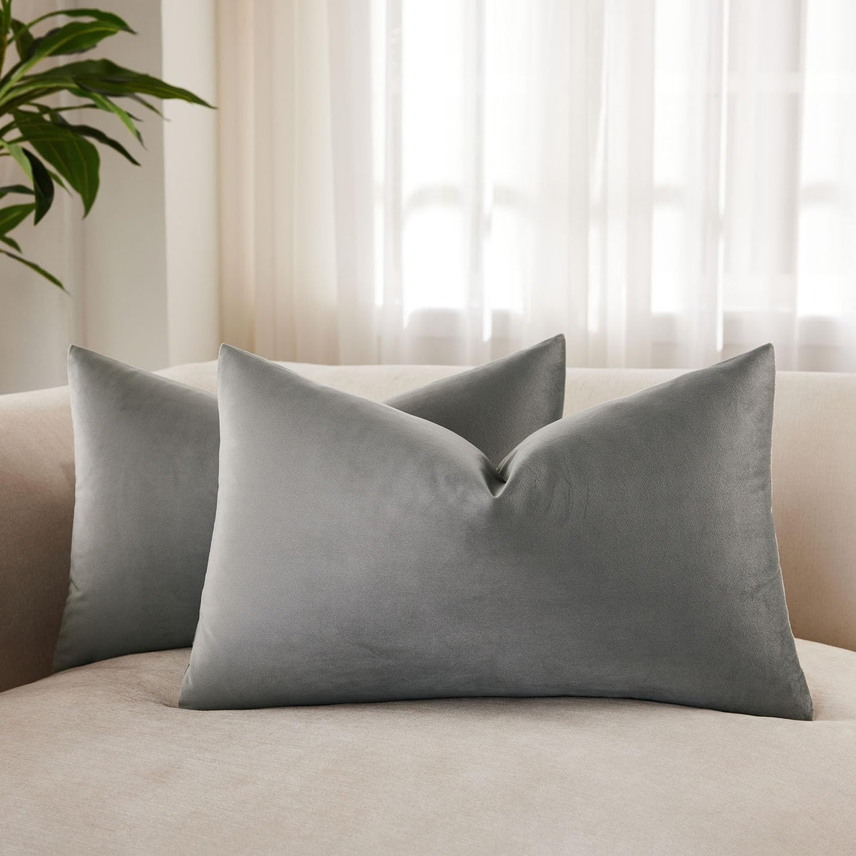 Velvet Throw Pillow Covers 18x18 for Couch Bed Sofa,Eggplant Purple