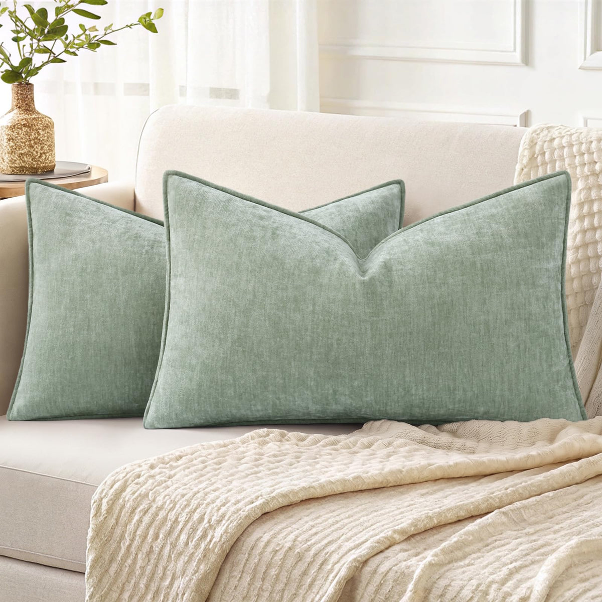 decorUhome Chenille Ultimate Gray Throw Pillow Covers 18x18 Set of 2