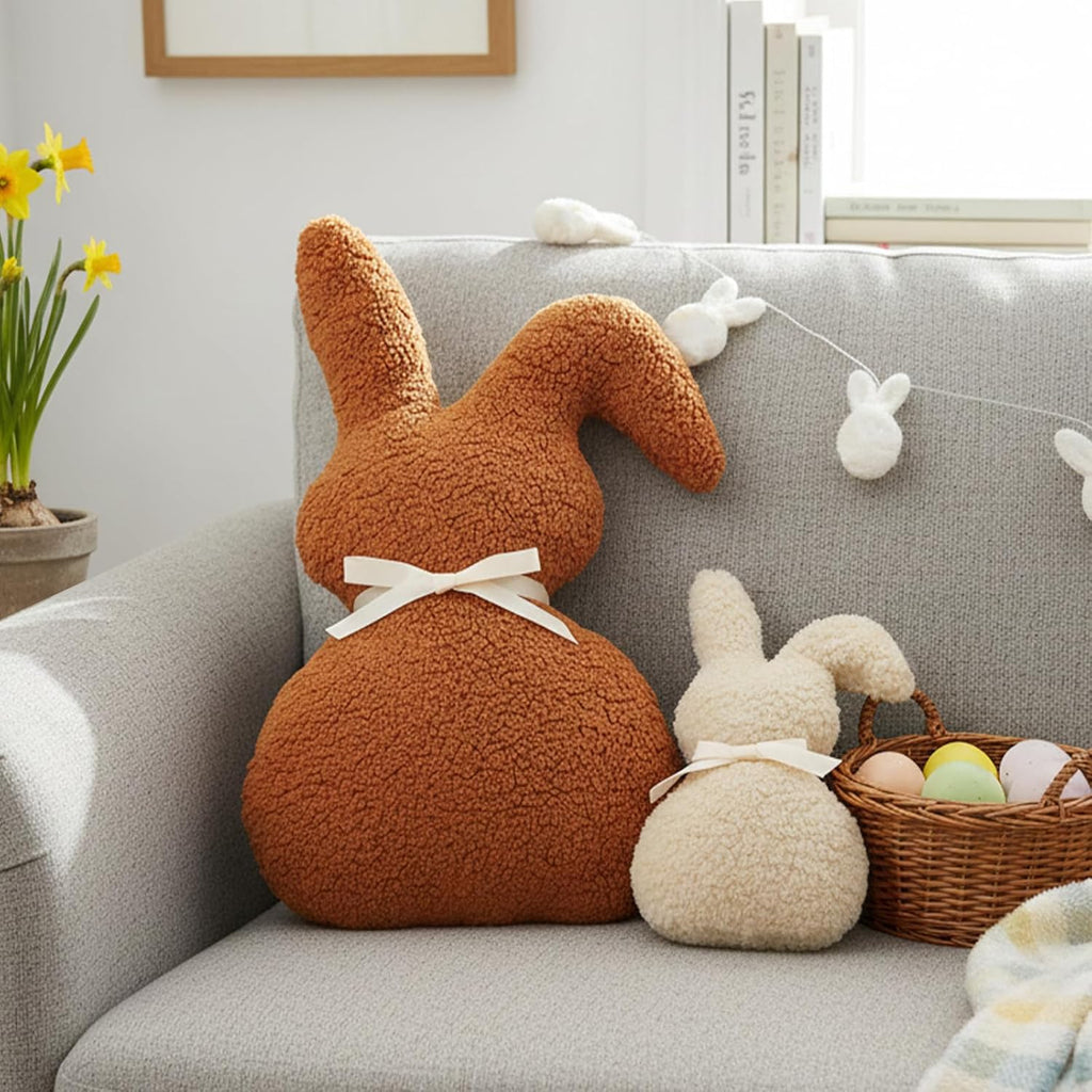 2Pcs Easter Bunny Pillow Bunny Shaped Pillows Easter Decor Gifts Home Sofa Decor Gift for Adults