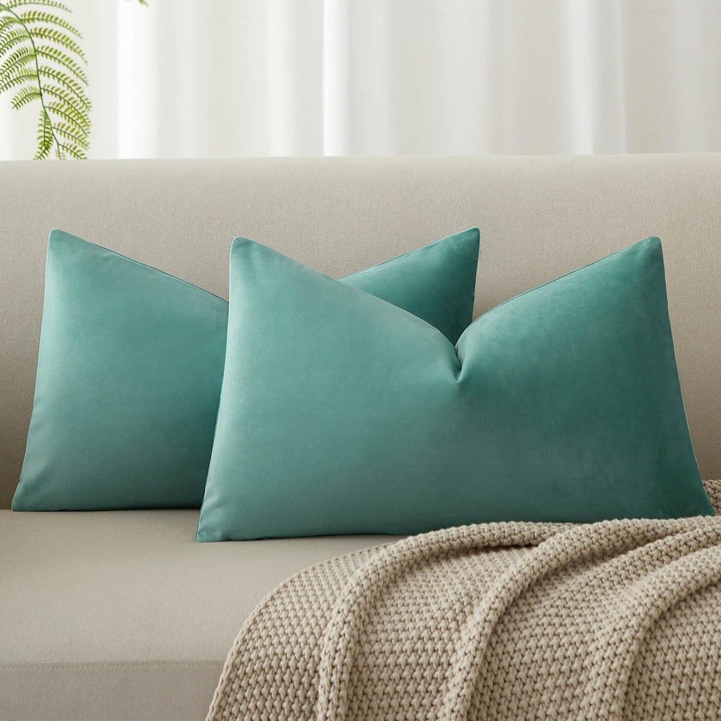 Velvet Throw Pillow Covers 18x18 for Couch Bed Sofa,Eggplant Purple