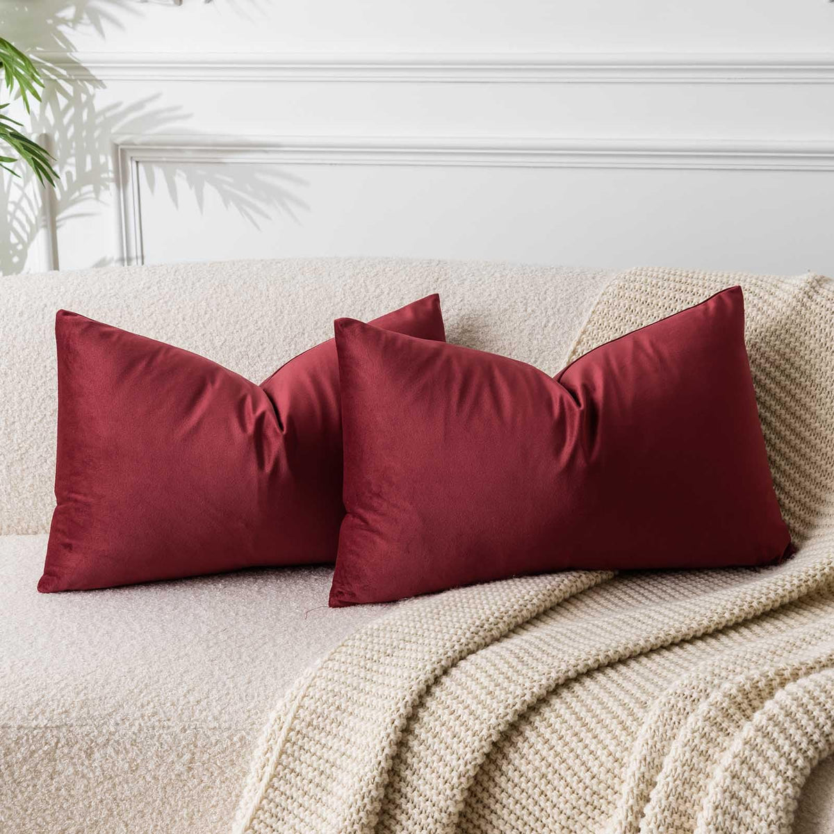 Velvet Throw Pillow Covers 18x18 for Couch Bed Sofa,Eggplant Purple