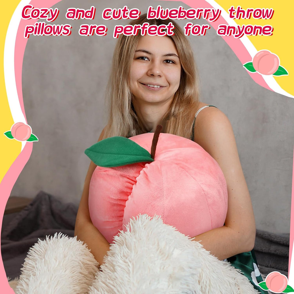 Beeveer 2 Pcs Peach Fruit Pillow Plush Toy Cute Fun Kawaii Gifts Room Decor