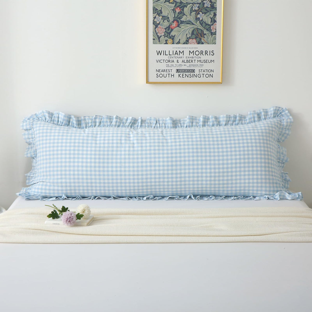 2 Pack Taupe White Gingham Ruffle Throw Pillow Covers 18''x18''