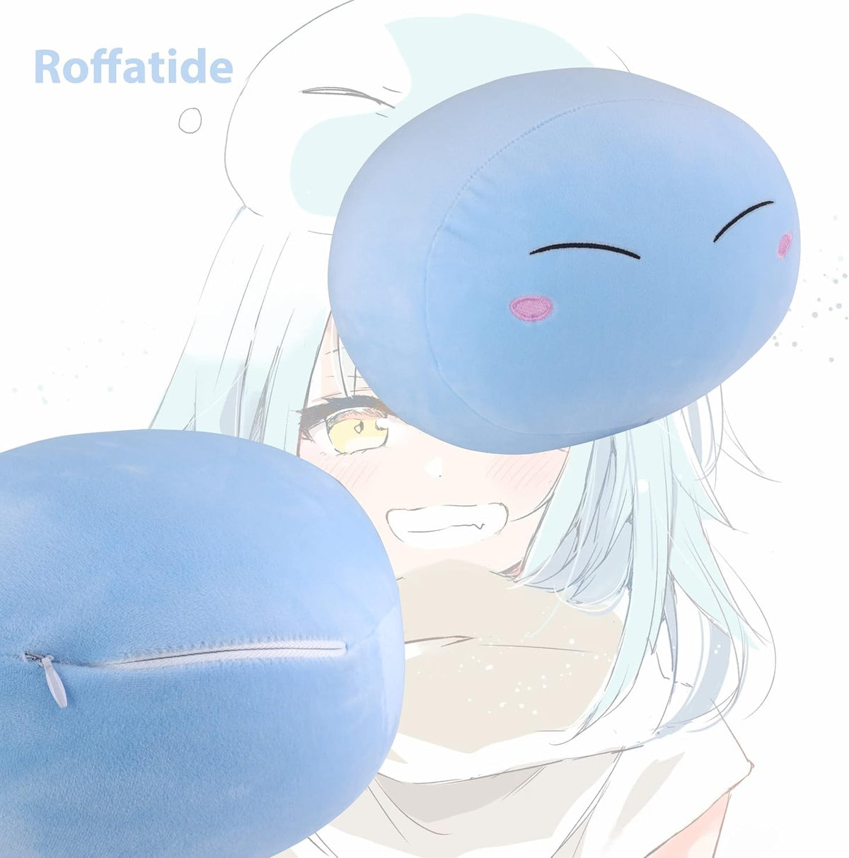 Roffatide 11 inch Soft Anime that Time I Got Reincarnated as a Slime Pillow Rimuru Tempest Plush Stuffed Throw Pillows for Bed Couch Blue