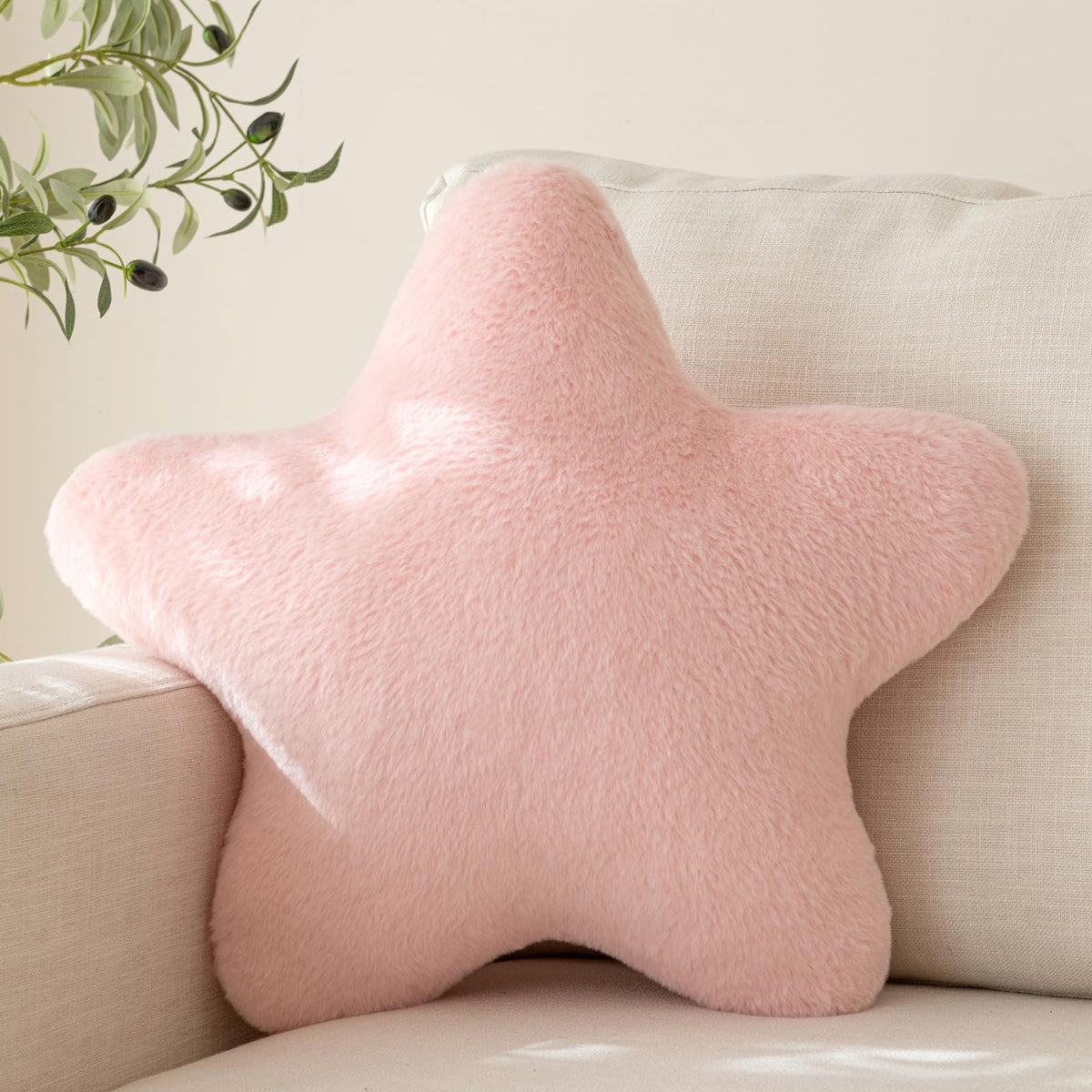 Star Pillow, Decorative Throw Pillow with Plush for Couch, Cute Decor Pillows for Bed, Aesthetic Star Shaped Pillow Fun Cushion for Sofa Living Room (Goose Yellow, 14.9 Inches)