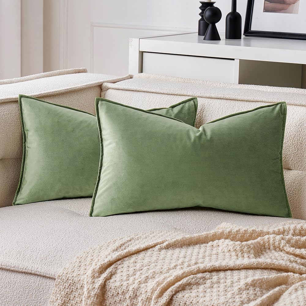 MIULEE Decorative Brown Velvet Throw Pillow Covers for Couch 18x18 Inch