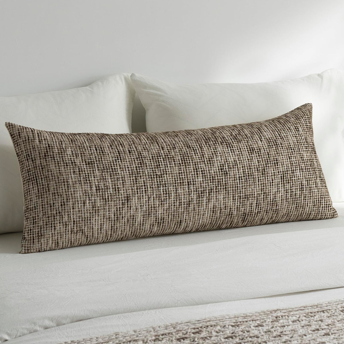 Pack of 2 Neutral Throw Pillow Covers 18x18 Boho Textured Dots Stripe Chenille Square Decorative Pillow Cases Accents for Living Room Couch Bed Farmhouse Home Decor, Taupe