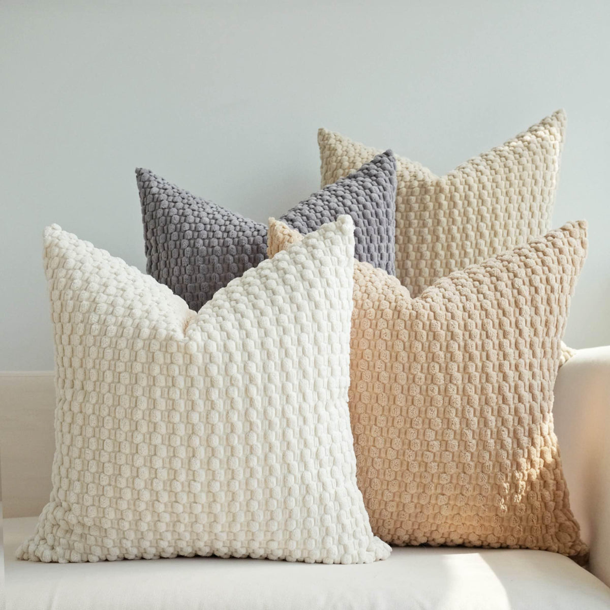 JOJUSIS Pack of 4 Throw Pillow Covers, Cream-Chocolate, 18 x 18 Inch