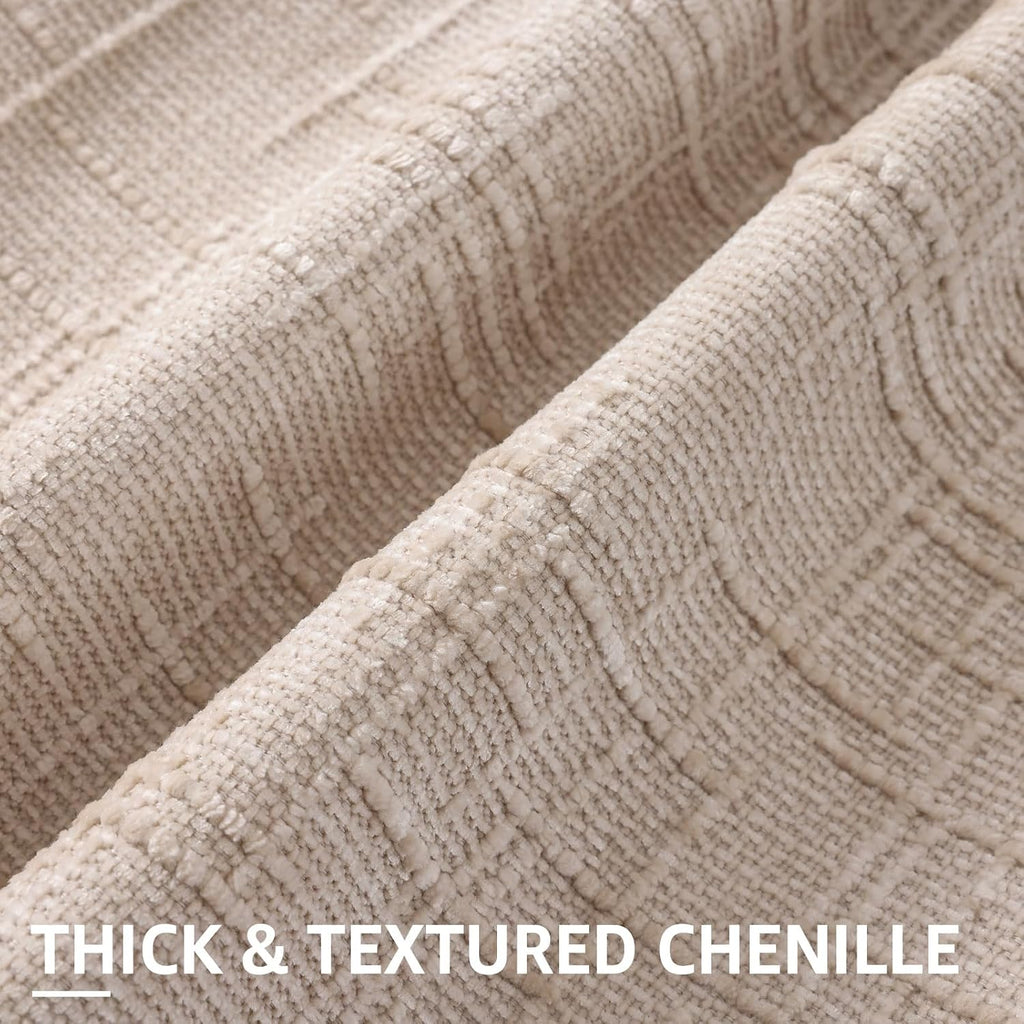 decorUhome Textured Chenille Throw Pillow Covers 18x18 Set of 2 Ivory