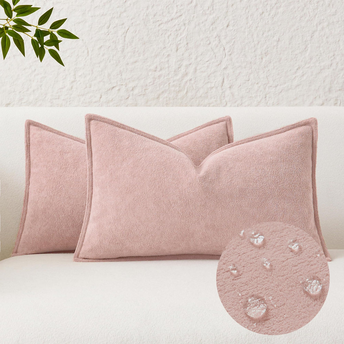 Kevin Textile Soft Waterproof Pillow Covers 20x20 Inch 2 Pack, Moss Green