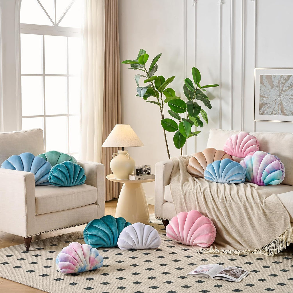 XIAIJIA Seashell Throw Pillows, Pink Shell Shaped Pillow, Velvet, 14 Inch