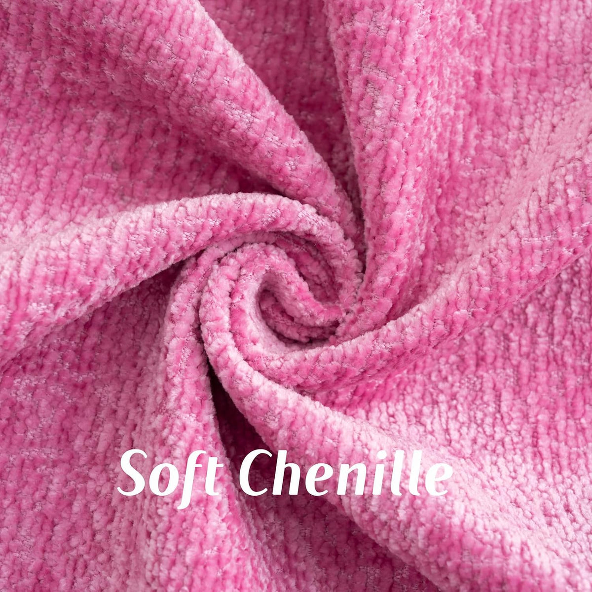 FUTEI Pack of 2 Chenille Soft Throw Pillow Covers 18x18 Inch, Hot Pink